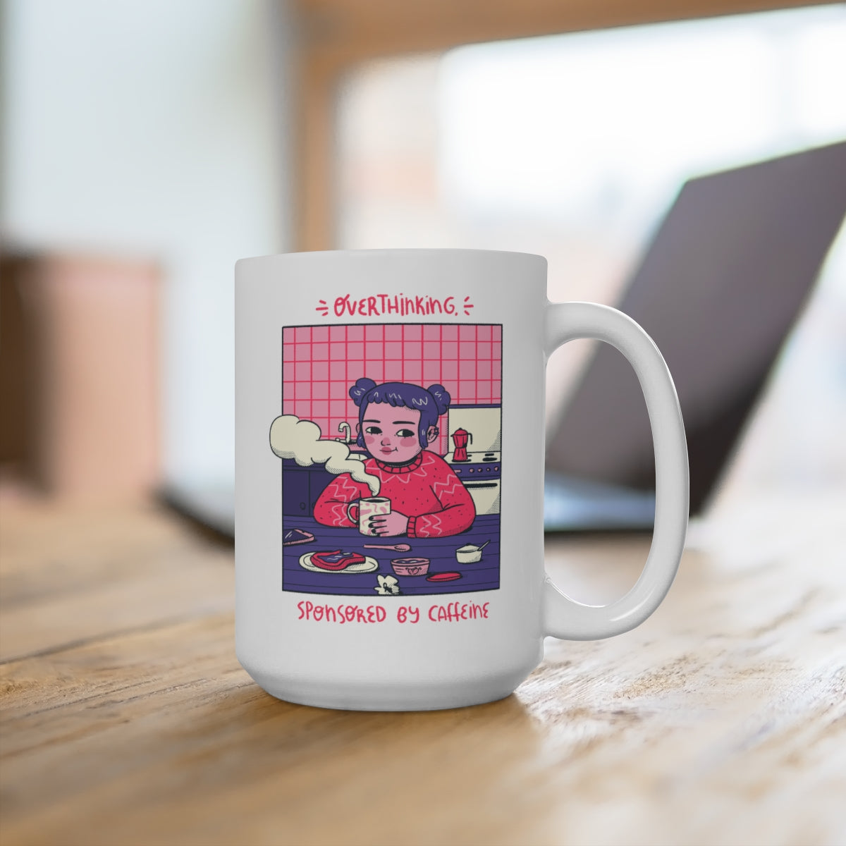 Overthinking Cute Girl Ceramic Mug