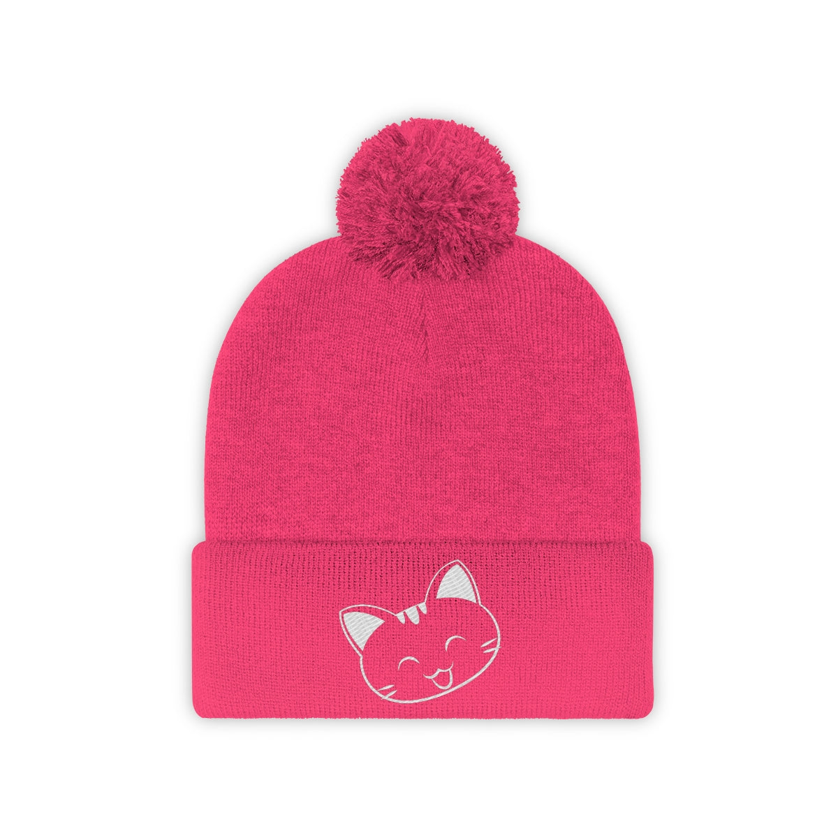 Give Thanks Meow Kitty Pom Pom Beanie