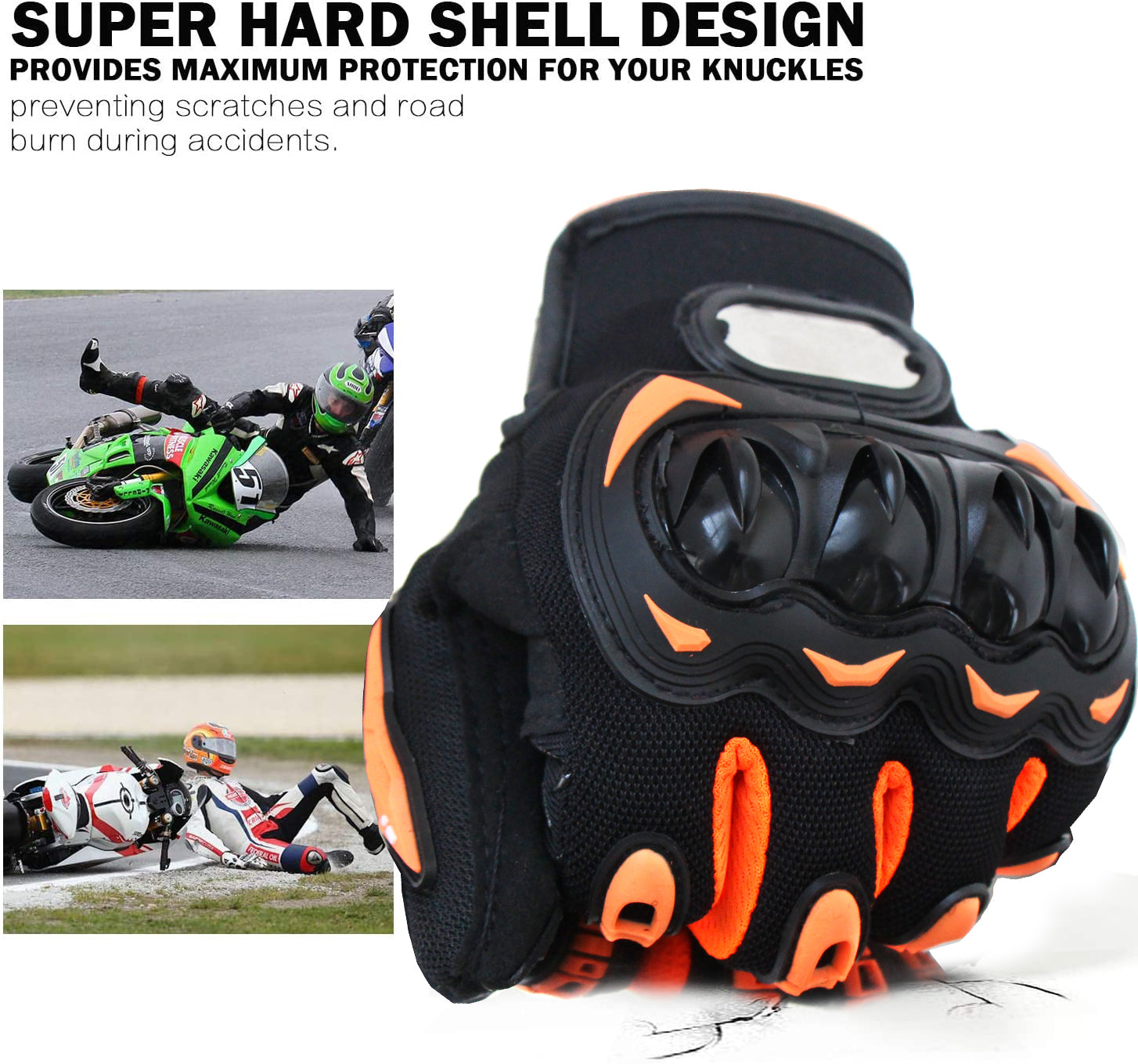 Motorcycle Touch Screen Gloves Breathable Full Finger Hard Shell Anti
