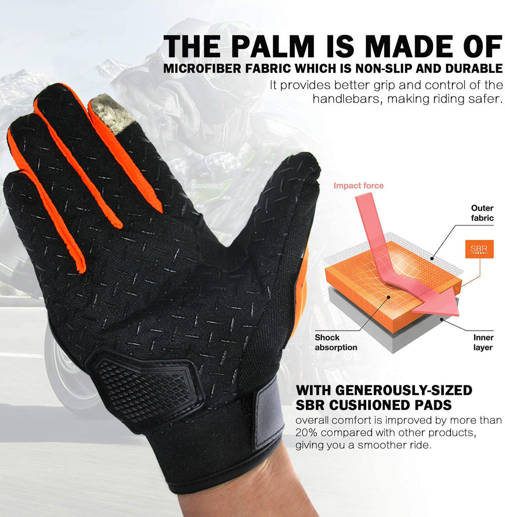 Motorcycle Touch Screen Gloves Breathable Full Finger Hard Shell Anti