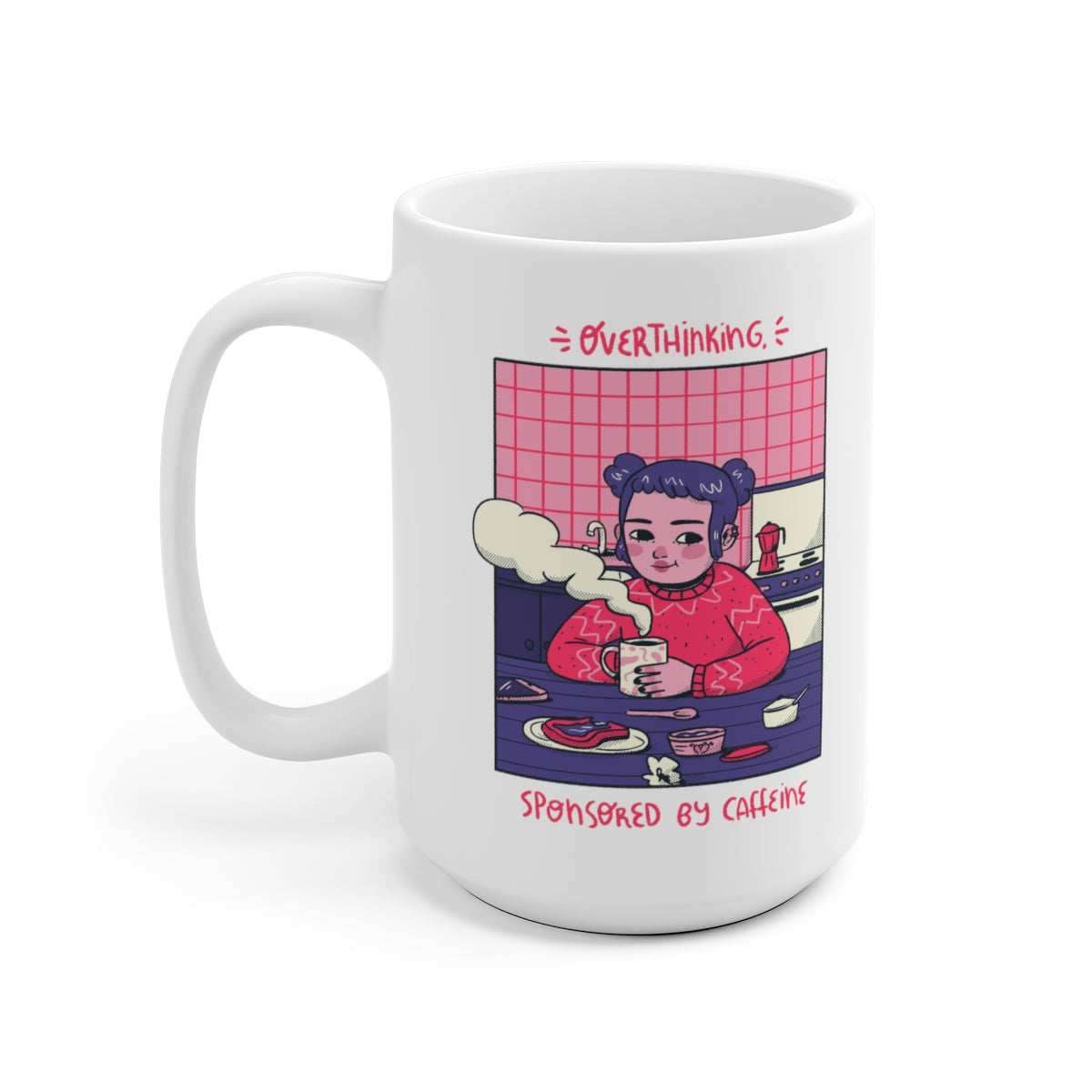 Overthinking Cute Girl Ceramic Mug