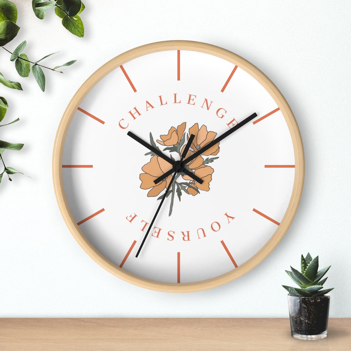 Challenge Yourself Golden Bloom Wall Clock