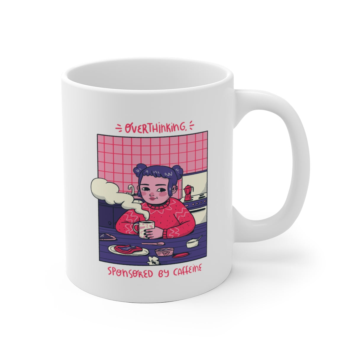 Overthinking Cute Girl Ceramic Mug