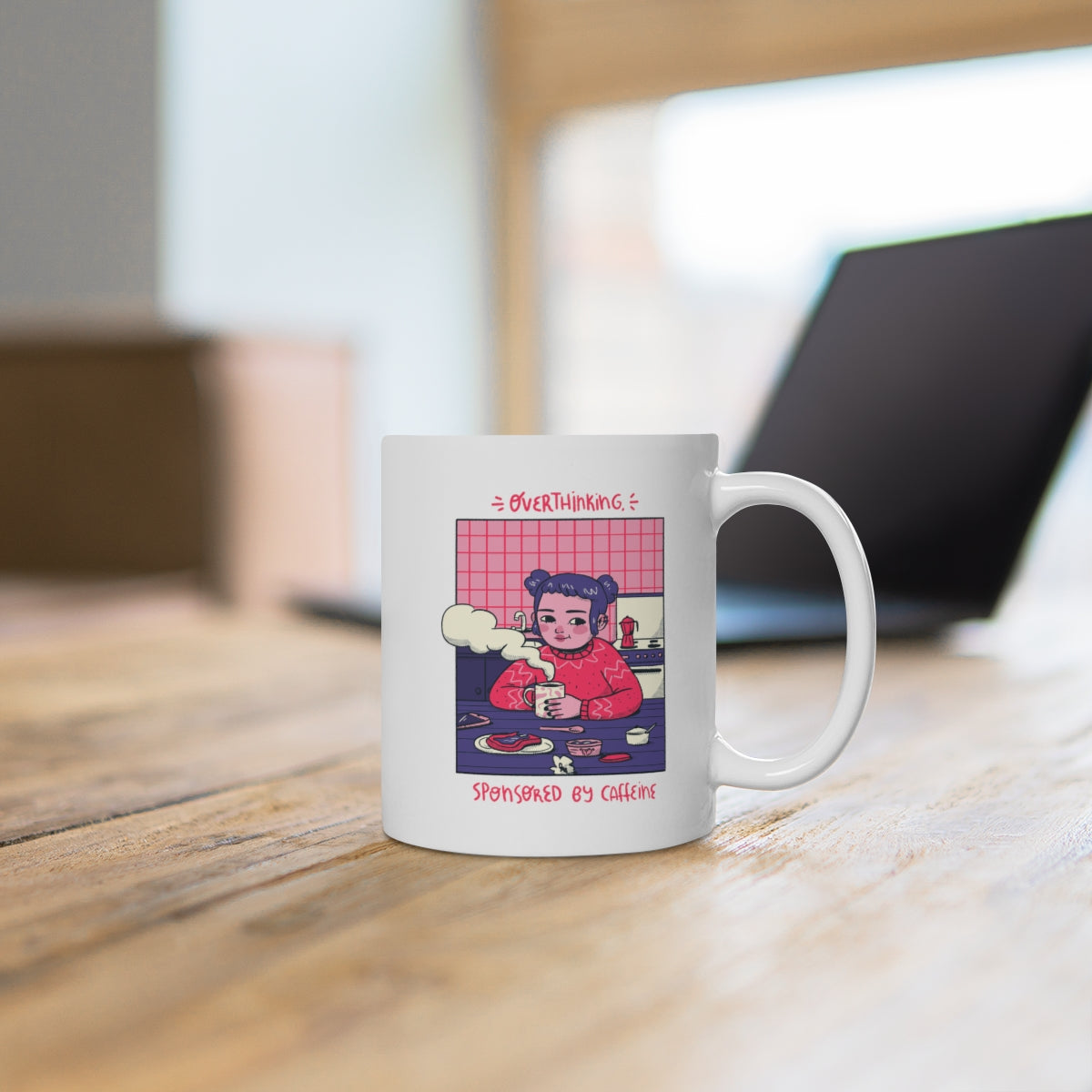 Overthinking Cute Girl Ceramic Mug
