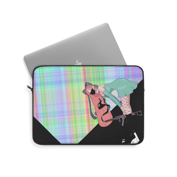 Gunslinger Anime Girl Retro Plaid Laptop Sleeve