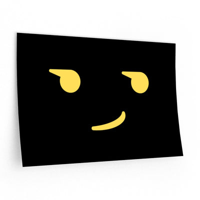 Sarcastic Smirk Emoji Removable Wall Decal Poster - Black/Yellow