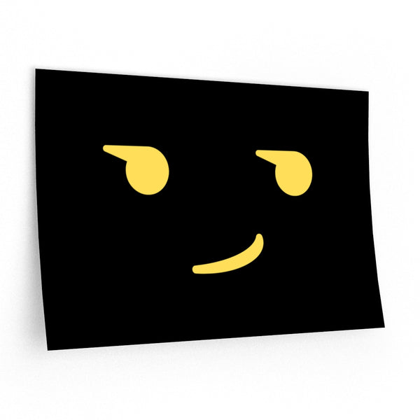 Sarcastic Smirk Emoji Removable Wall Decal Poster - Black/Yellow