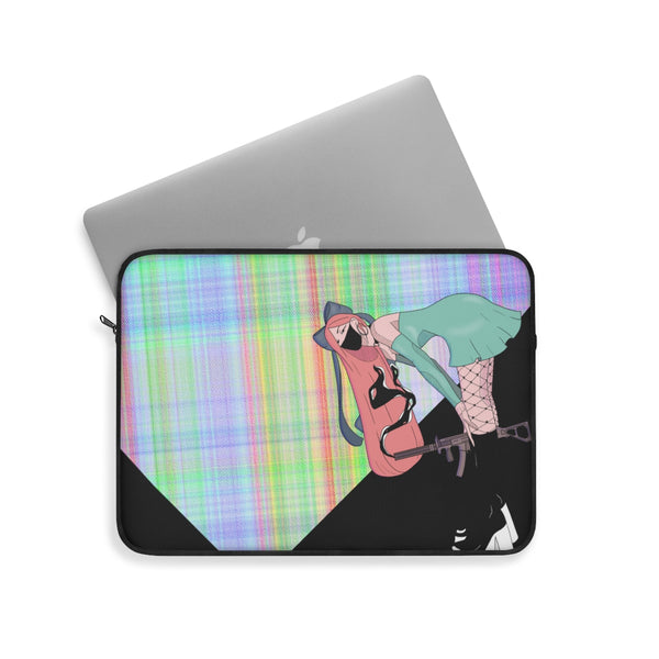 Gunslinger Anime Girl Retro Plaid Laptop Sleeve
