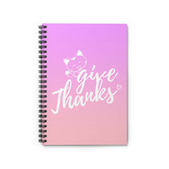 Give Thanks Meow Kitty Spiral Notebook - Ruled Line