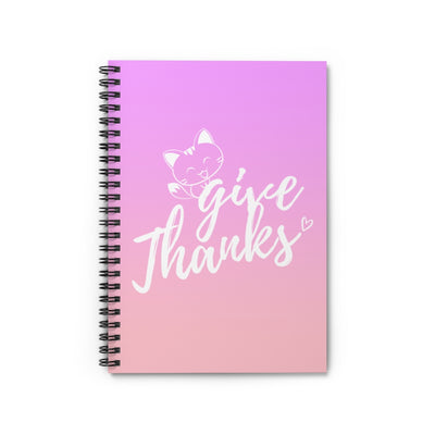 Give Thanks Meow Kitty Spiral Notebook - Ruled Line
