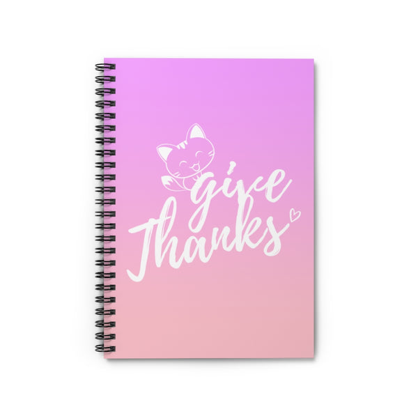 Give Thanks Meow Kitty Spiral Notebook - Ruled Line
