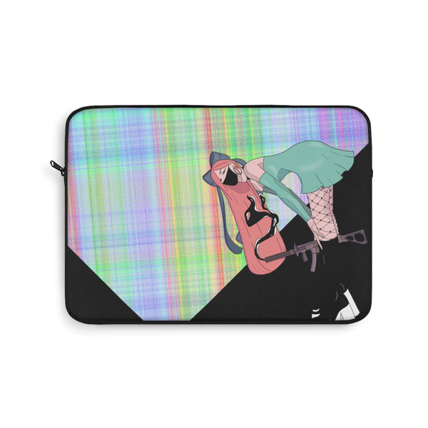 Gunslinger Anime Girl Retro Plaid Laptop Sleeve