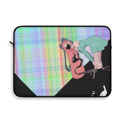 Gunslinger Anime Girl Retro Plaid Laptop Sleeve
