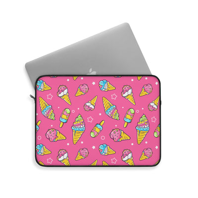 It's Ice Cream Time Cute Pink Laptop Sleeve