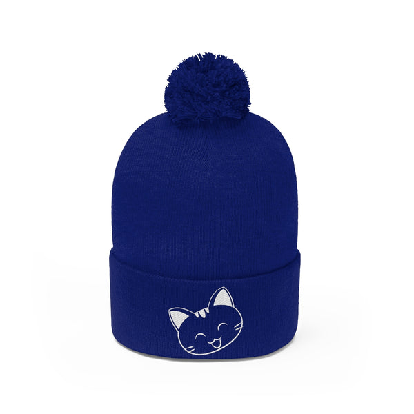 Give Thanks Meow Kitty Pom Pom Beanie