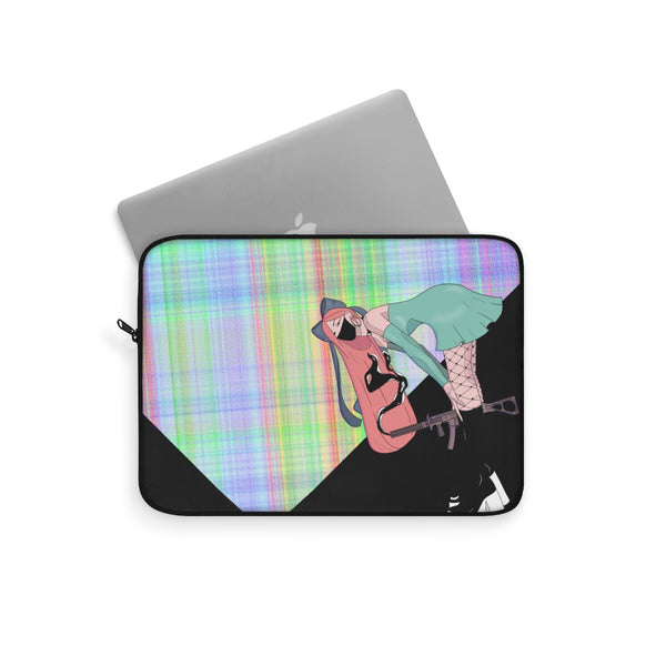 Gunslinger Anime Girl Retro Plaid Laptop Sleeve