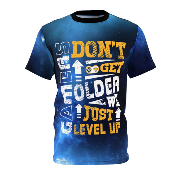 Gamers Don't Get Older We Just Level Up Unisex AOP Tee