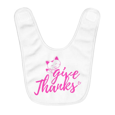 Give Thanks Meow Kitty Fleece Baby Bib