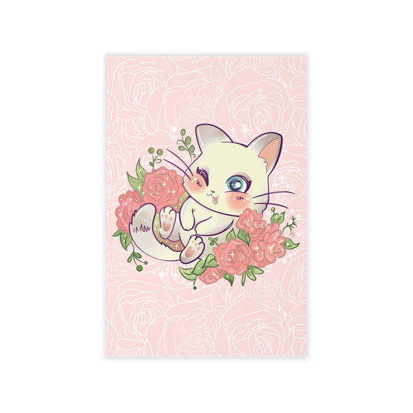 Cute Nyan Cat Pink Flower Removable Wall Decal