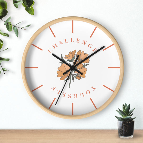 Challenge Yourself Golden Bloom Wall Clock