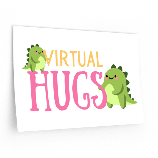 Virtual Hugs Cute Pastel Removable Wall Decal Poster - Green