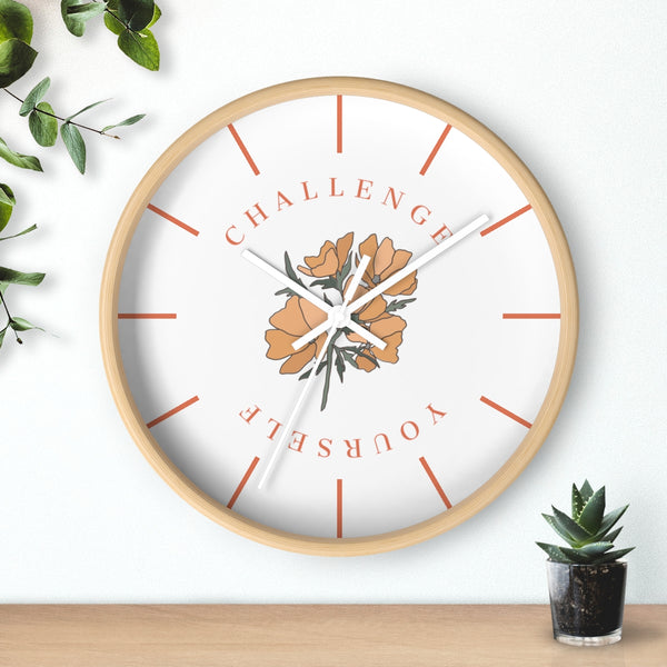 Challenge Yourself Golden Bloom Wall Clock